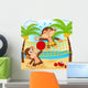 monkeys playing in beach volleyball - vector illustration 