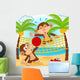 monkeys playing in beach volleyball - vector illustration 