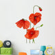 bunch of wild red poppy flowers on white Wall Decal