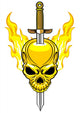 Flaming Skull and Sword 