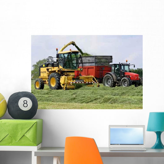 Tractor and Forage Harvester Wall Decal