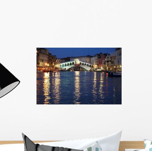The Rialto Bridge in Venice by night Wall Mural