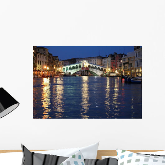The Rialto Bridge in Venice by night Wall Mural