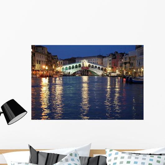 The Rialto Bridge in Venice by night Wall Mural