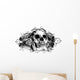Grunge Skull Floral Illustration Wall Decal