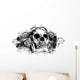 Grunge Skull Floral Illustration Wall Decal