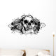 Grunge Skull Floral Illustration Wall Decal