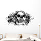 Grunge Skull Floral Illustration Wall Decal