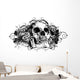 Grunge Skull Floral Illustration Wall Decal