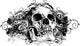 Grunge Skull Floral Illustration Wall Decal