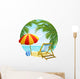 icon to the beach and sun lounger Wall Decal