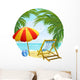 icon to the beach and sun lounger Wall Decal