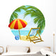 icon to the beach and sun lounger Wall Decal