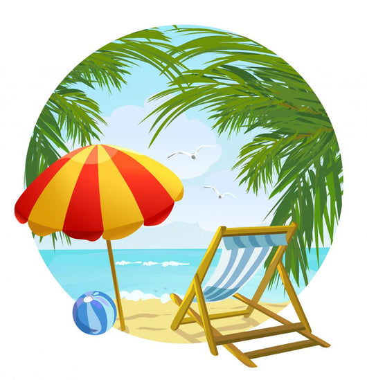 icon to the beach and sun lounger Wall Decal