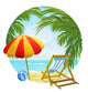 icon to the beach and sun lounger Wall Decal