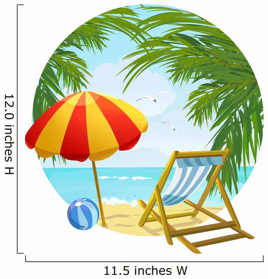 icon to the beach and sun lounger Wall Decal