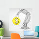 golden Dollar coin hold by automated robotic hand vector 