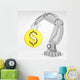 golden Dollar coin hold by automated robotic hand vector 