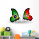 Two Butterflies with Flags Brazil and Portugal Wall Decal