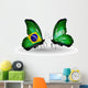 Two Butterflies with Flags Brazil and Saudi Arabia Wall Decal