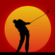 golfer in the sunset 