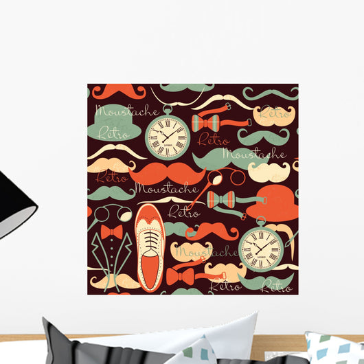 Retro vintage seamless pattern. Wall Mural