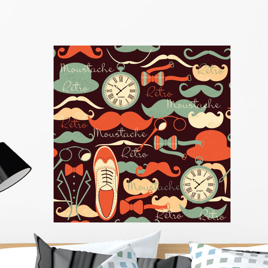 Retro vintage seamless pattern. Wall Mural