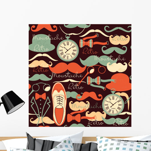 Retro vintage seamless pattern. Wall Mural