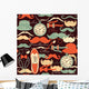 Retro vintage seamless pattern. Wall Mural
