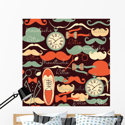 Retro vintage seamless pattern. Wall Mural