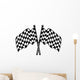 Two Crossed Black and White Checkered Flags Wall Decal