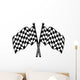 Two Crossed Black and White Checkered Flags Wall Decal