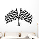Two Crossed Black and White Checkered Flags Wall Decal