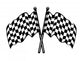 Two Crossed Black and White Checkered Flags Wall Decal