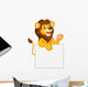 Happy Lion Holding Blank Sign 