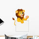 Happy Lion Holding Blank Sign 
