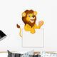 Happy Lion Holding Blank Sign 