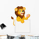 Happy Lion Holding Blank Sign 