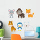 Happy Wild Animals Wall Decal Sticker Set Wall Decal