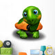 Green Turtle Baby 3D Wall Decal