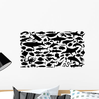 Sea Animals Silhouettes shown on a wall