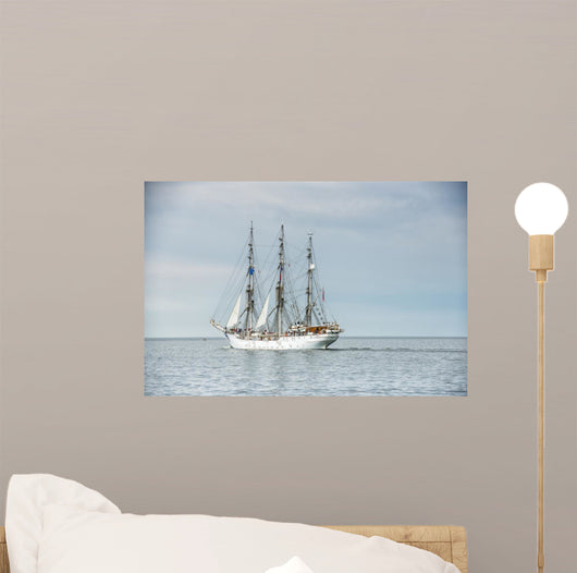 Tall ship on blue water horizontal 