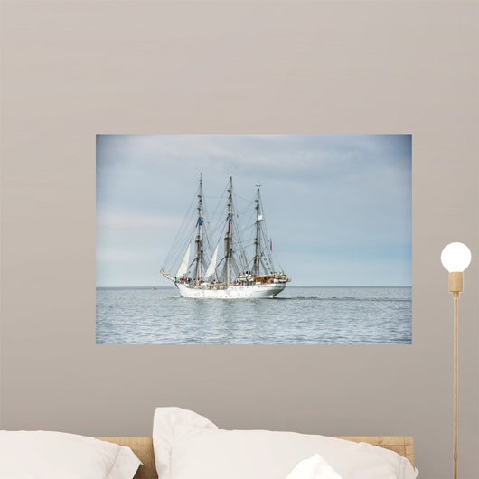 Tall ship on blue water horizontal 