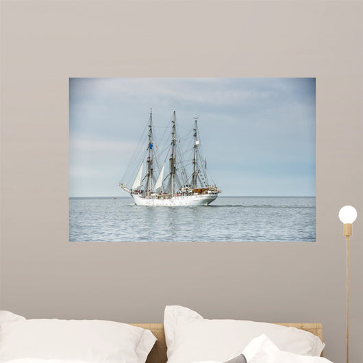 Tall ship on blue water horizontal 