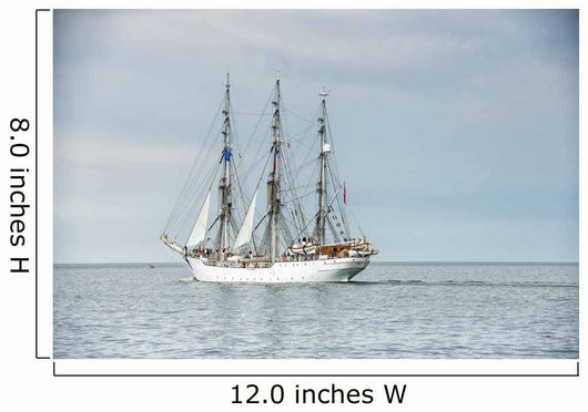 Tall ship on blue water horizontal 