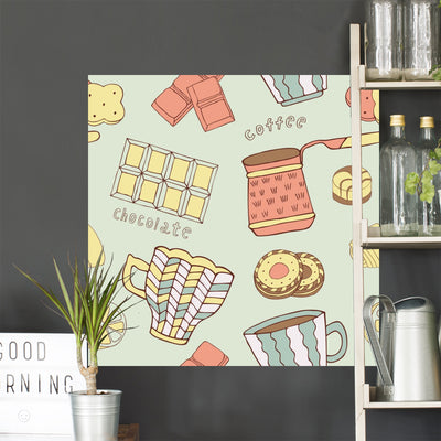 Retro Coffee Wall Decal shown on a wall