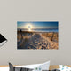sunshine over path to beach in North sea 