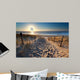 sunshine over path to beach in North sea 