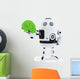 Robot holding green brain. Technology concept Wall Decal