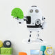 Robot holding green brain. Technology concept Wall Decal